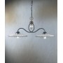 Ferroluce L'Aquila C199 BL Lampadario Rustico Ceramica 2 Luci