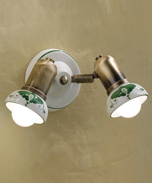 Ferroluce Savona C563 AP Lampada Parete in Ceramica 2 Luci