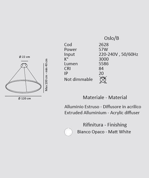 Lampadario led Sikrea Group OSLO 120 2628 2611 moderno