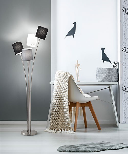 PERENZ Joke 6870 CR Lampada Moderna da Terra con paralumi in tessuto