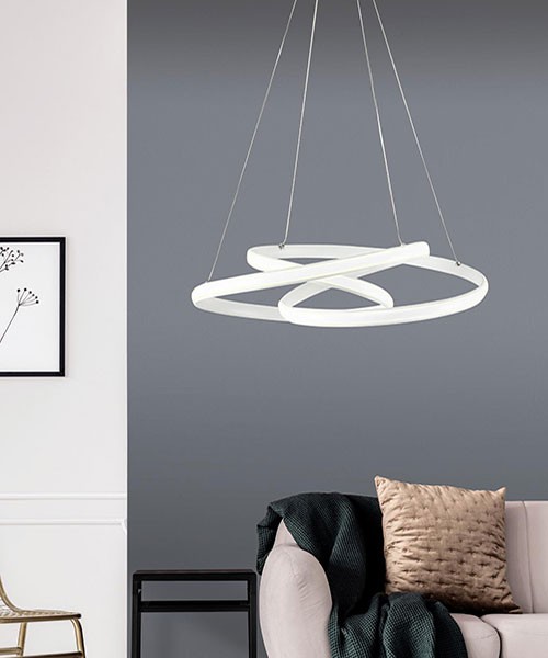 SIKREA Giove/B 2413 Lampadario Moderno LED Bianco