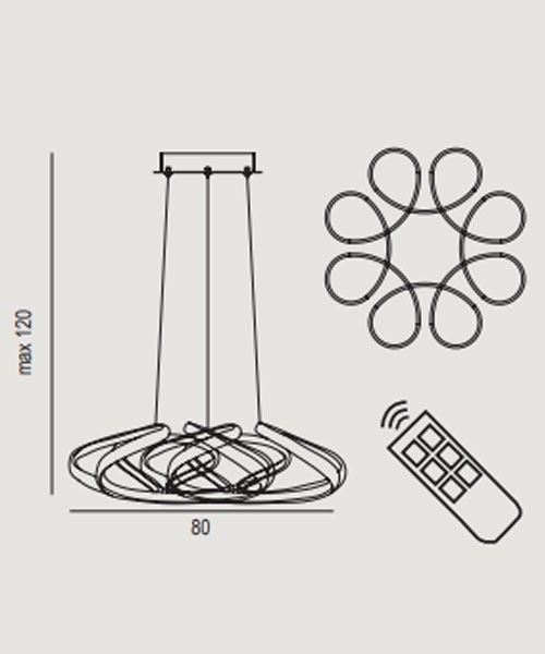 ICS SOSPENSIONE A LAMPADARIO OVALE 80 CM LED 54W 3000K CROMO MODERNO