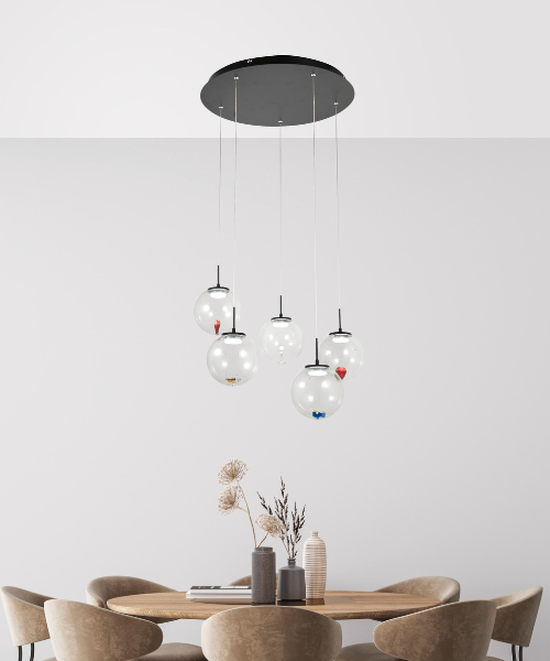 FABAS Ariel 3770 Lampadario in Vetro a 5 Luci