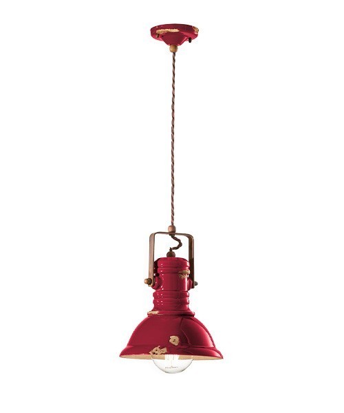 FERROLUCE Industrial C1691\R Lampada a sospensione in Ceramica 9 colori