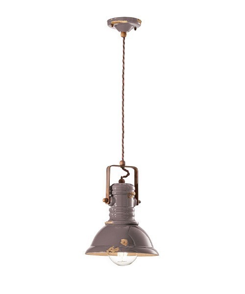 FERROLUCE Industrial C1691\R Lampada a sospensione in Ceramica 9 colori