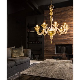 Mazzega1946 Fegalliano Pendant lamp in crystal color Gold