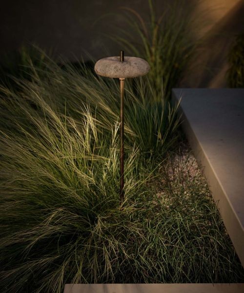 IL FANALE Pantarhei 330.10 Outdoor bollard h 60cm in antique brass and terracotta