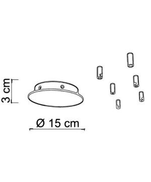 SIKREA BASE/6R Radial base for suspensions with 220v lamp holders