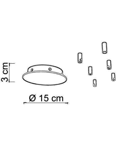 SIKREA BASE/6R Radial base for suspensions with 220v lamp holders
