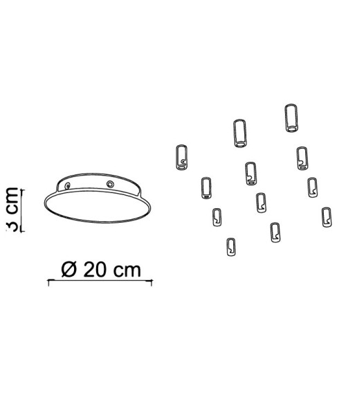 SIKREA BASE/12R Radial base for suspensions with 220v lamp holders