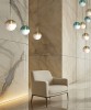 SIKREA EVA/18 Lampada a sospensione singola in vetro e ottone diametro 18cm