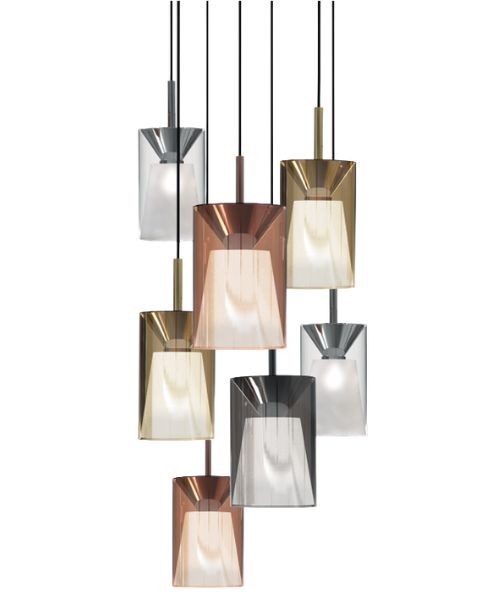 SIKREA ICONIC/P Lampada a sospensione singola in vetro e metallo 4 colori