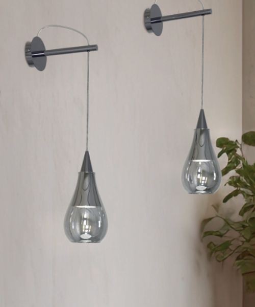 SIKREA SOSPESI/GU10 Single pendant lamp in glass and metal 4 colors