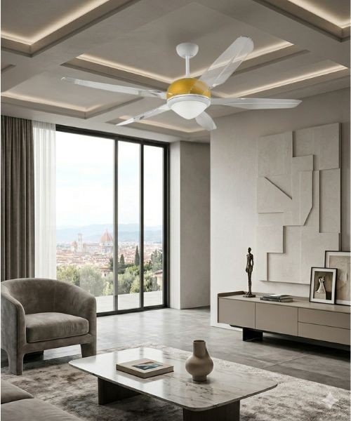 ITALEXPORT Effecinque White Ceiling Fan with Light 5 Blades D.127cm 3 Colors