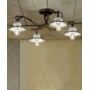 Ferroluce Roma C404/4 PL Plafoniera Rustica in Ceramica 4 Luci